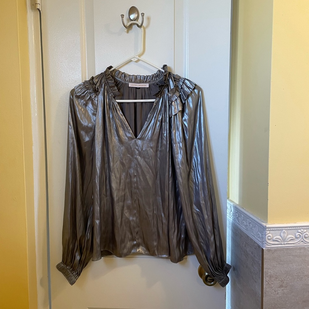 Vintage 1990s Silver Ruffled Top